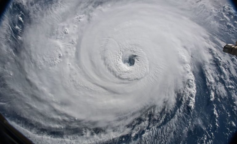 Satellite image of Hurricane Beryl showing its well-defined eye and swirling clouds