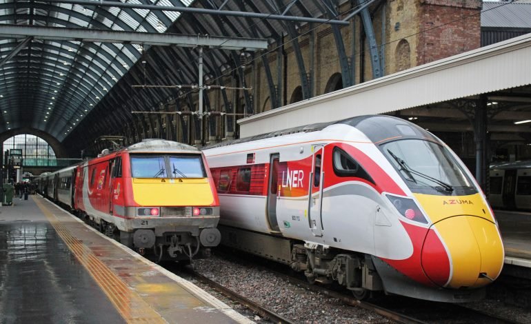 LNER trains at King's Cross Station during ongoing train strikes in London.
