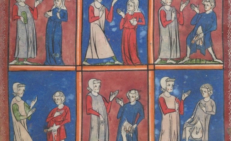 Medieval women working in trades, reflecting the hidden roles of figures like Katherine le Fevre, the master smith of the Tower of London.