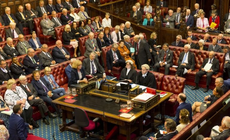 House of Lords reform debate in session with members seated in Parliament.