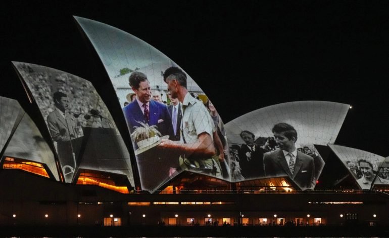 King Charles faced a protest during his visit to Australia, with images of his previous visits projected onto the Sydney Opera House.