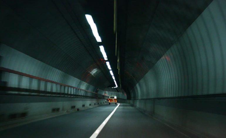 Inside view of the Blackwall Tunnel southbound during weekend closure.