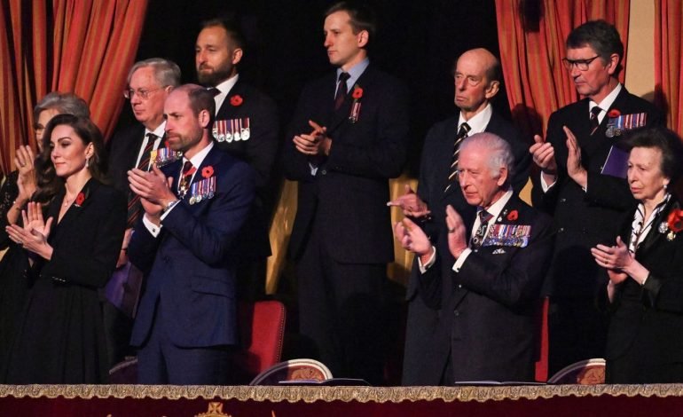 Princess Catherine and Prince William applaud at the Festival of Remembrance in London.