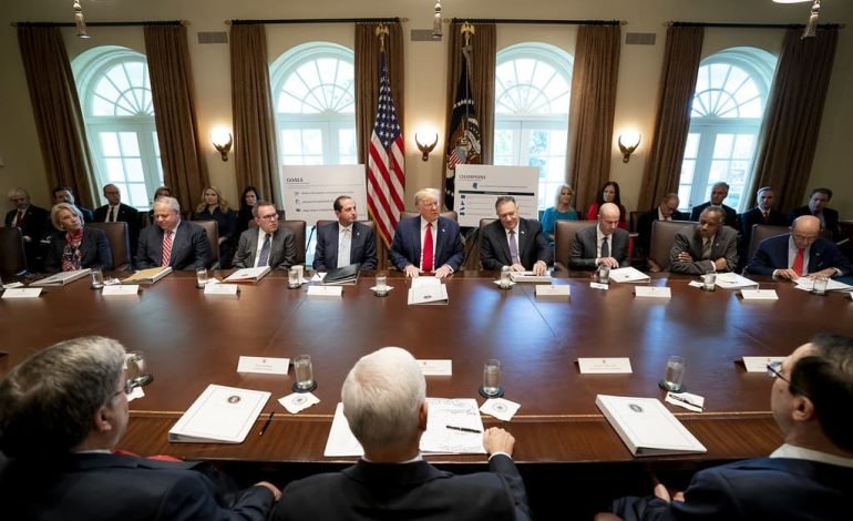 Trump's cabinet meeting in session, showcasing key officials and discussions.