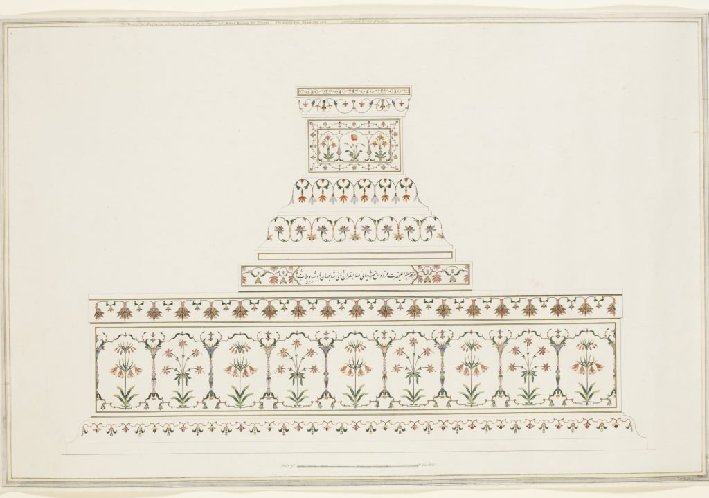 5. Drawing of the cenotaph of Shah Jahan in the Taj Mahal at Agra, 1782 93, Dehli, India. © Victoria and Albert Museum, London (7)
