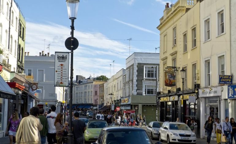 Busy street scene near Notting Hill Carnival following the London chef's death in Queensway incident