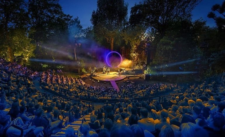 Regent's Park Open Air Theatre summer season London 2025 evening performance under the stars