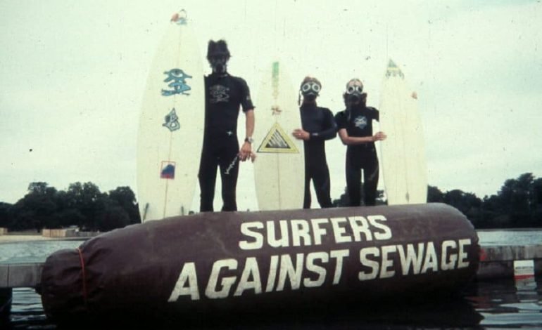 UK government seeks solutions as environmental activists from Surfers Against Sewage protest water pollution in wetsuits and gas masks.
