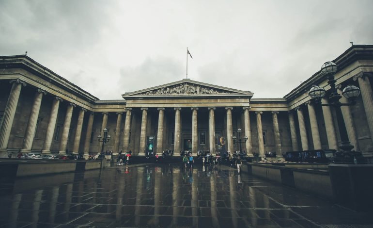 British Museum exterior on a cloudy miserable day