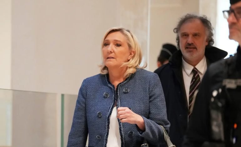 Marine Le Pen exits courtroom after embezzlement verdict bars her from French presidency