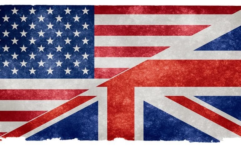 Illustration of UK and US flags merged together, symbolising a UK US trade deal.
