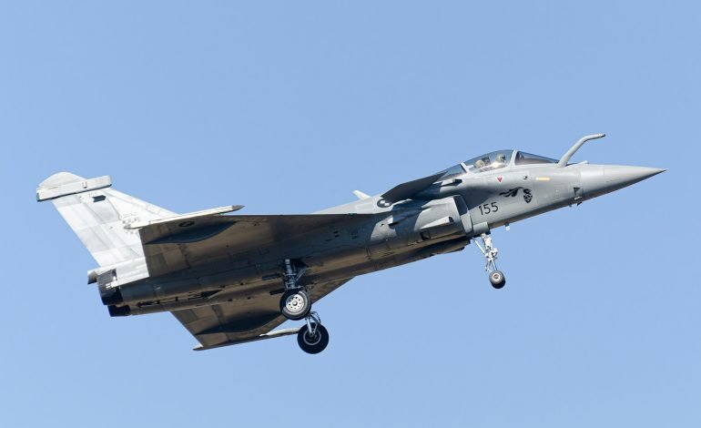 Dassault Rafale fighter jet coming in to land