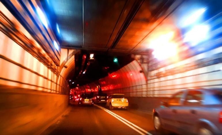 Inside Blackwall Tunnel during delays caused by Blackwall Tunnel crash on A102 northbound