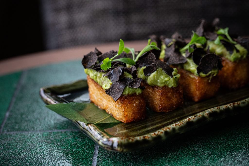 Truffle guacamole on crispy rice at Los Mochis – a bold fusion of texture and flavour that captures the heart of Japanese–Mexican dining.