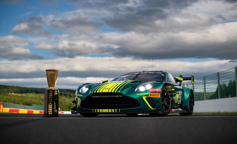 Vantage GT3 next to its trpohy