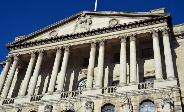 Bank of England building in London as UK interest rates fall to 4 percent in August 2025