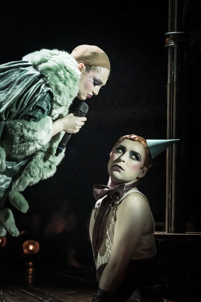 CABARET. Hannah Dodd (Sally Bowles) and Rob Madge (The Emcee). Photo Marc Brenner