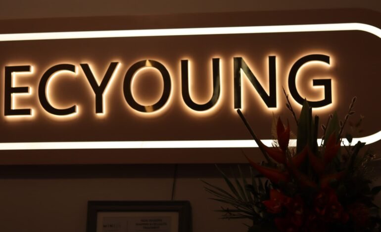 ECYoung luxury wellness clinic sign London — aesthetic treatments and rejuvenation