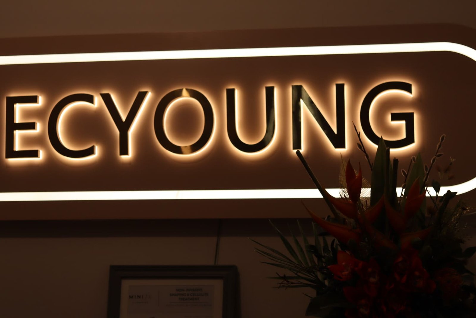 ECYoung luxury wellness clinic sign London — aesthetic treatments and rejuvenation