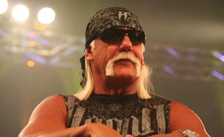 Hulk Hogan wearing bandana and sunglasses during public appearance before his funeral in Florida