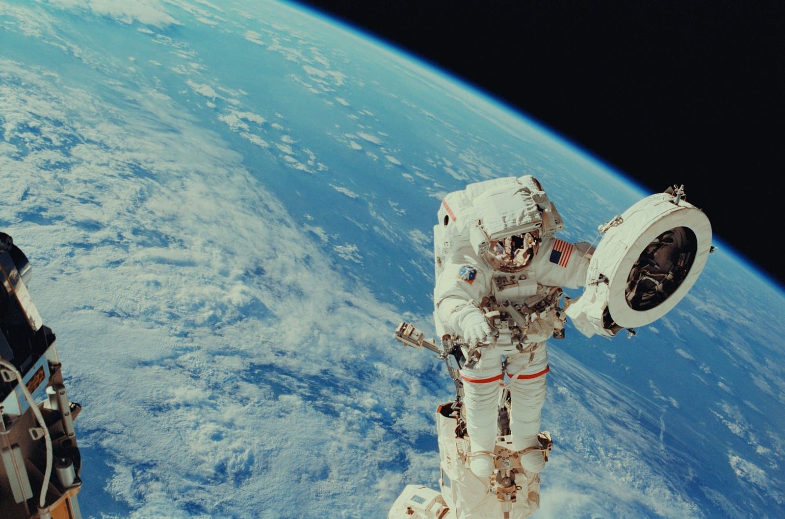 NASA astronaut in orbit around the earth