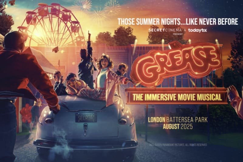Secret Cinema Grease review – poster for Grease immersive movie musical at Battersea Park, August 2025