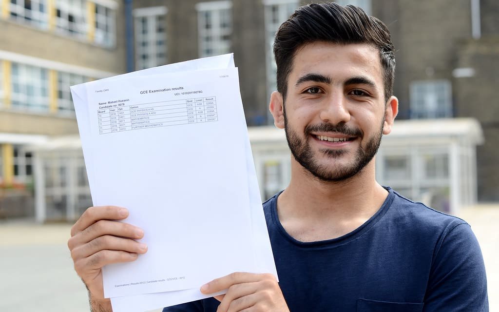 Student celebrating A level results England 2025 return to normal outside school