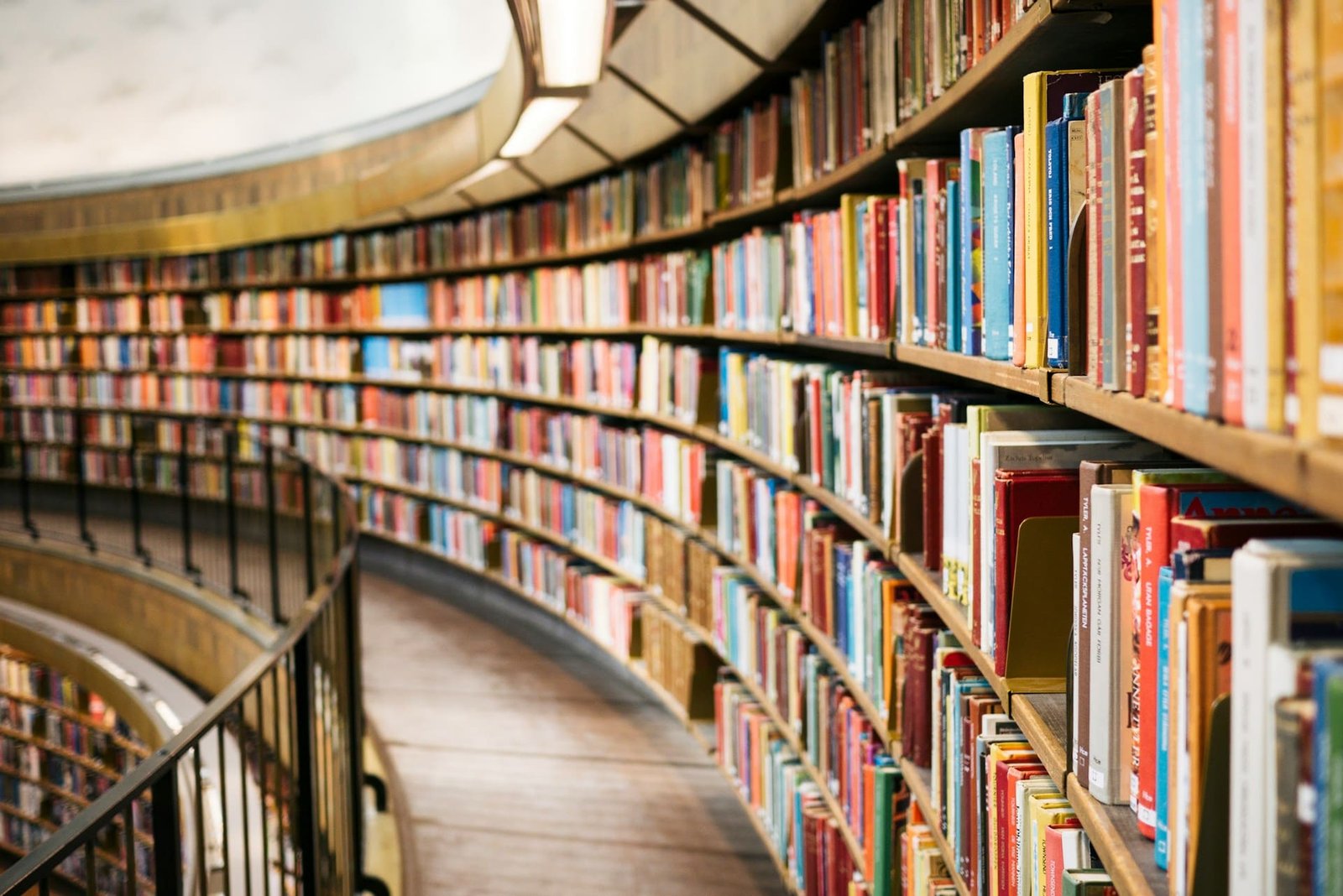 books on shelves in a library
