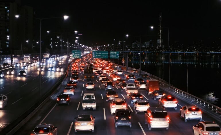traffic at night in seoul