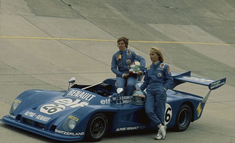 Marie Claude Beaumont and Lella Lombardi with Alpine Renault A441 C Le Mans prototype