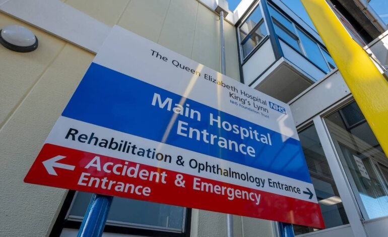 NHS league tables – Queen Elizabeth Hospital King’s Lynn main entrance sign