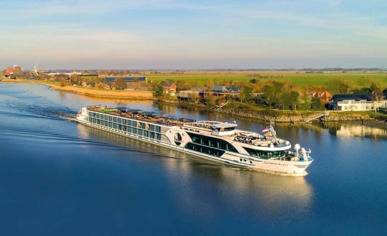 Singles only river cruise ship MS George Eliot by Riviera Travel sailing on a European river