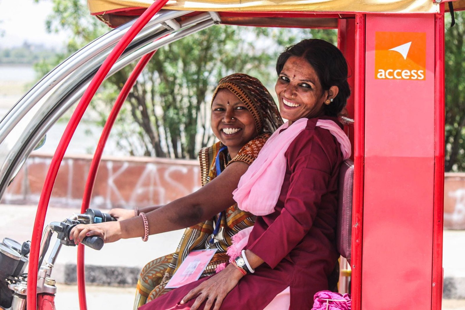 Travelsphere Cares Pink City Rickshaw Company women e rickshaw drivers in Jaipur, India