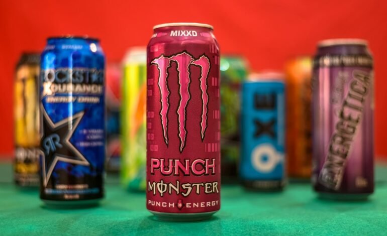 cans of monster and other energy drinks