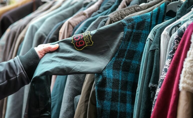 clothes on a rack