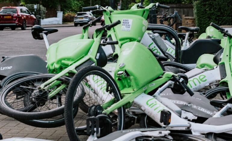 dangerously parked lime bikes