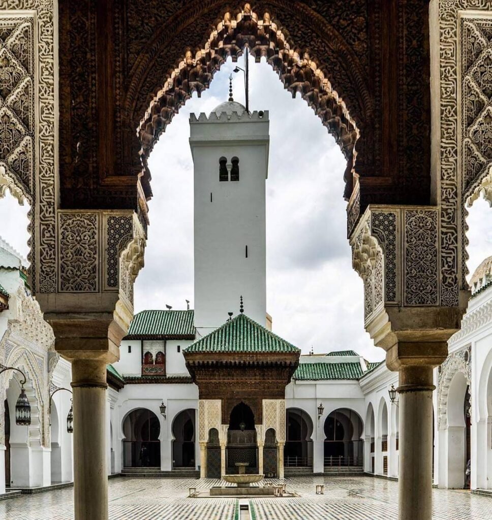 Courtyard of the University of al Qarawiyyin, Fes — the world’s oldest continuously operating university and a centrepiece of Morocco’s UNESCO heritage