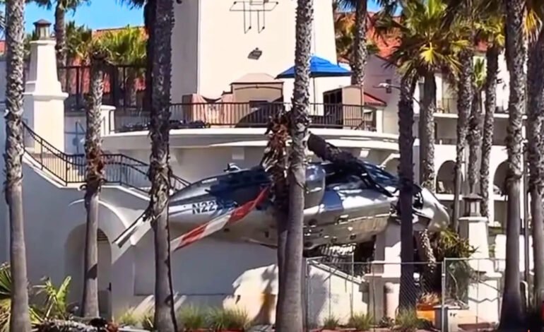 Helicopter crashes beside Huntington Beach promenade, five taken to hospital