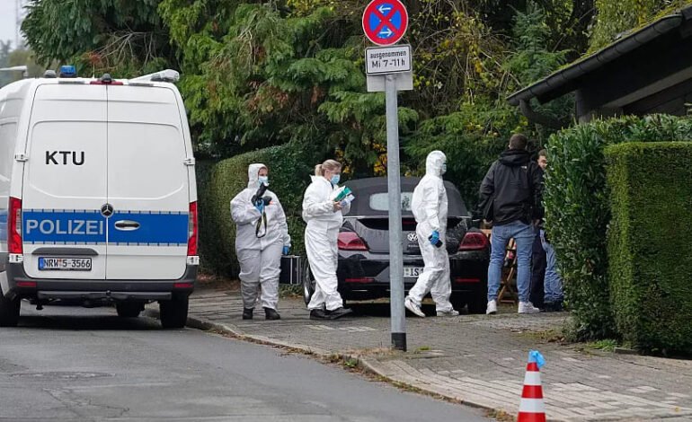 Police forensic officers at the scene of the Herdecke mayor elect stabbing in Germany.
