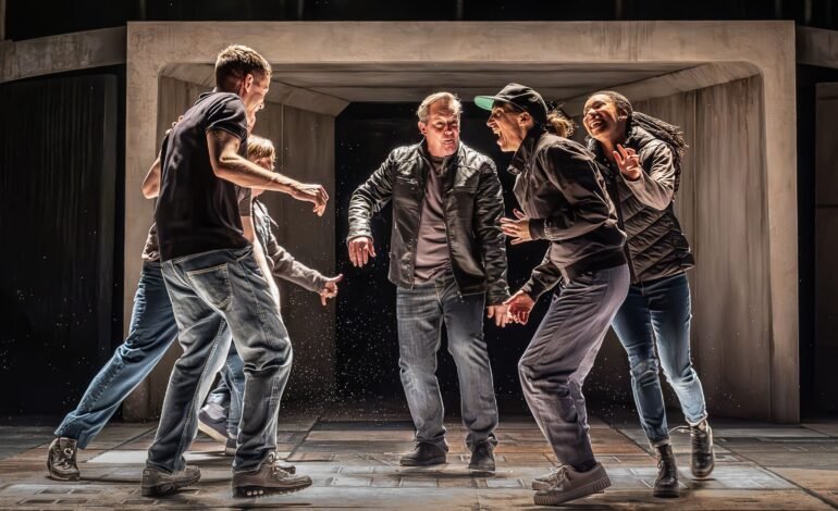 Punch review West End — cast on stage at the Apollo Theatre in James Graham’s Punch, photo by Marc Brenner.