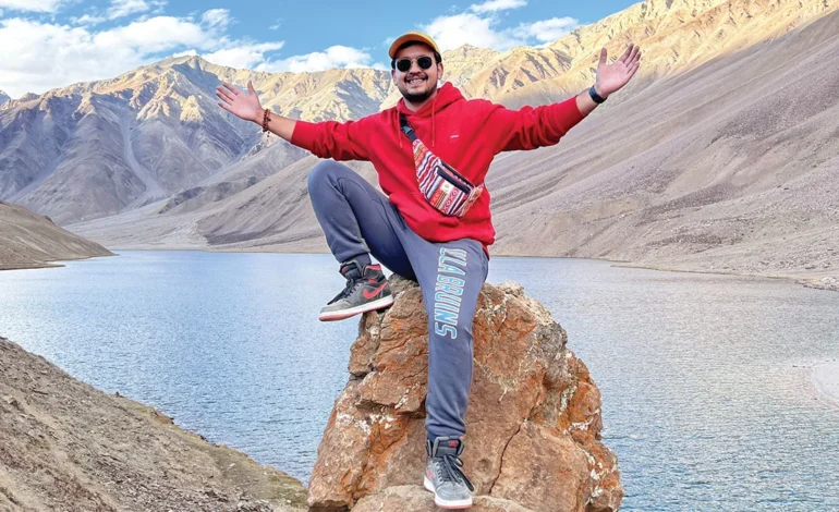 Anunay Sood dies aged 32 travel influencer pictured in a mountain landscape