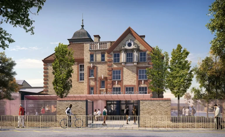 Front view of the new Paddock School Wandsworth SEND campus on Broadwater Road.