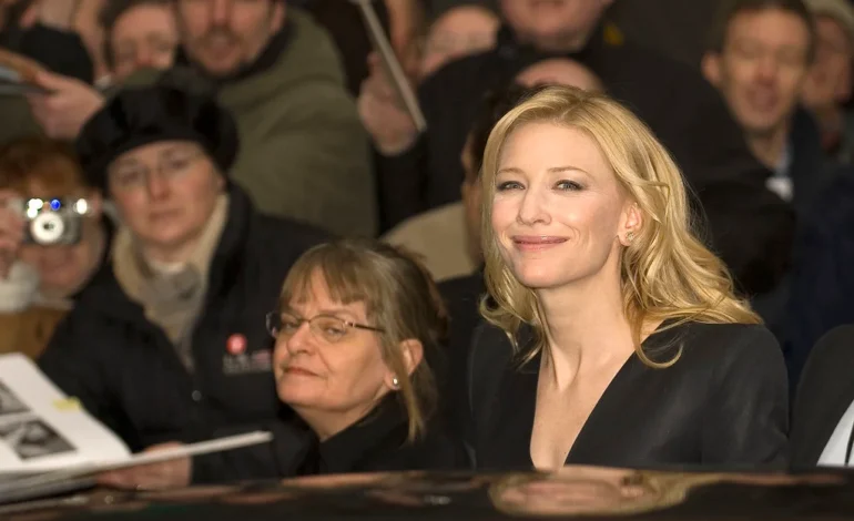 Cate Blanchett honoured with the Freedom of the City of London, photographed greeting supporters at a public event.