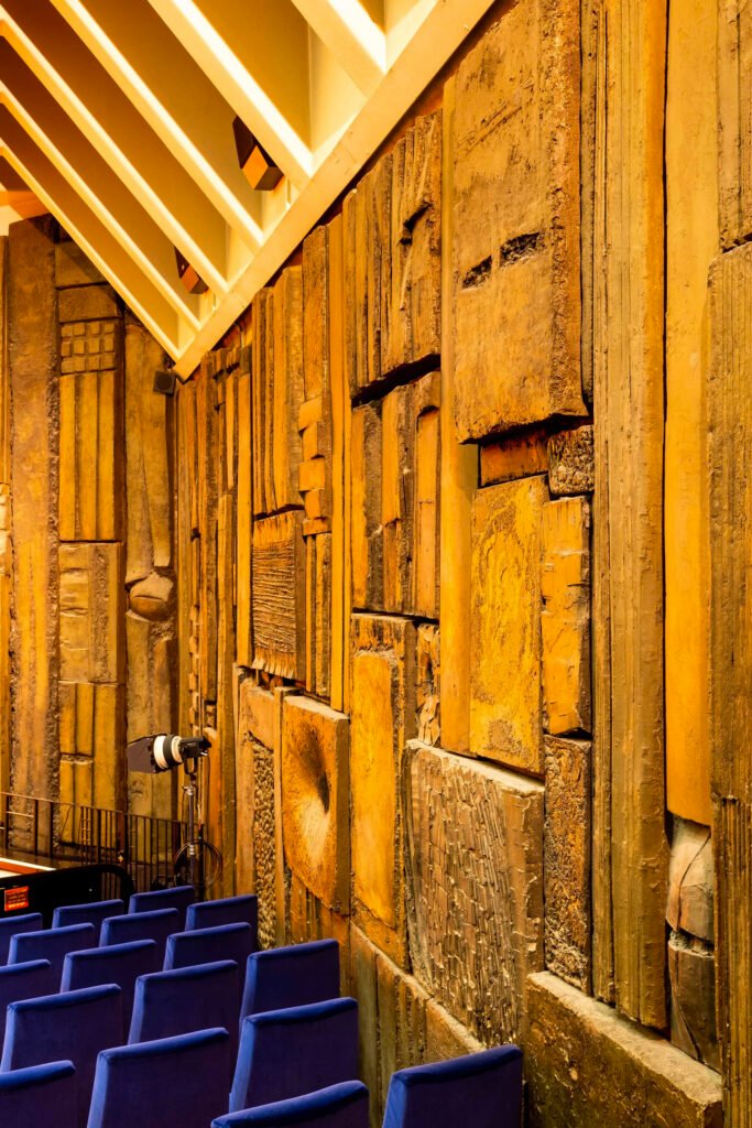 Original wall reliefs in Curzon Mayfair’s 1966 interior.