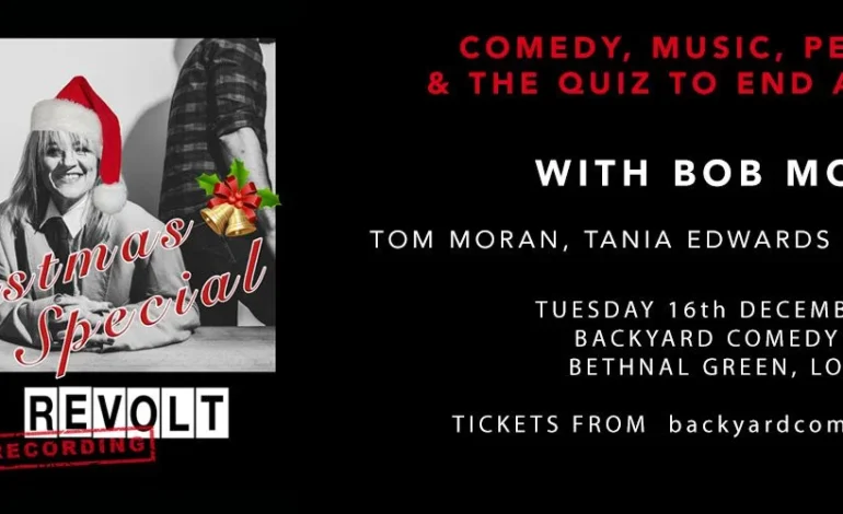 Poster promoting the Pedants Revolt Christmas Special live recording in London.