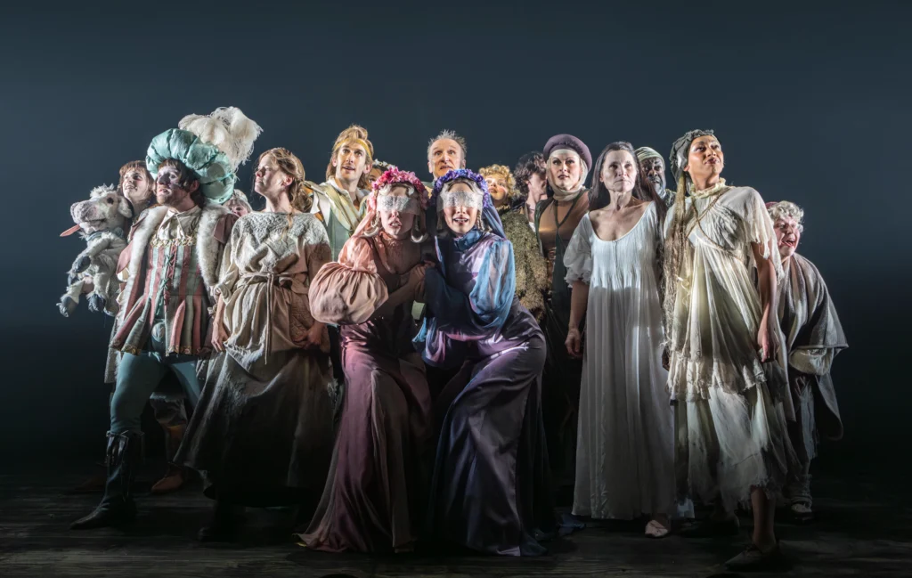 The company of Into the Woods at the Bridge Theatre, as the fairy tales collide and consequences take hold