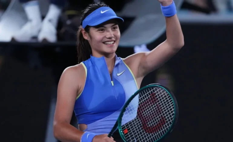 Emma Raducanu during her first round match at the Qatar Open before retiring injured