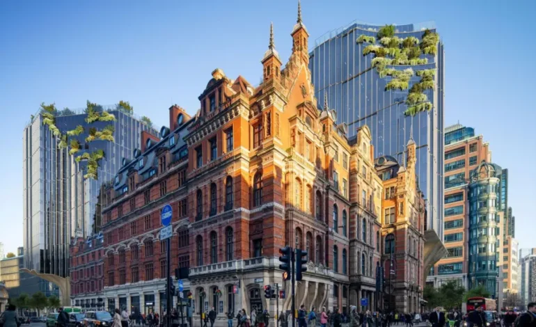 Liverpool Street station plans showing proposed redevelopment alongside historic station buildings