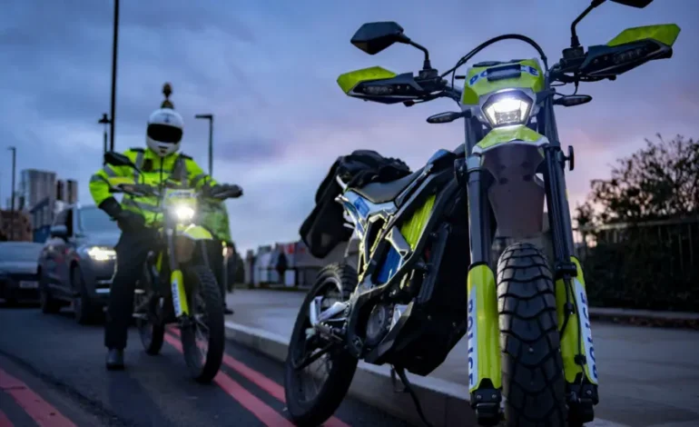 Met Police officers on e bikes during patrol targeting mobile phone thefts in London