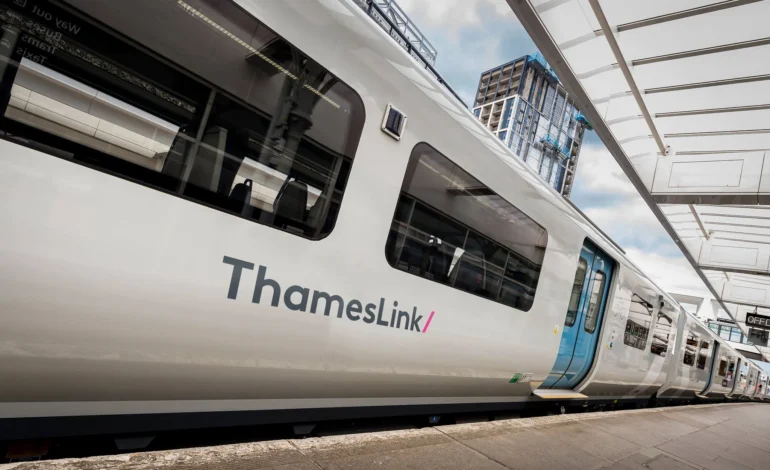 Thameslink train at platform during St Pancras to Luton Airport disruption